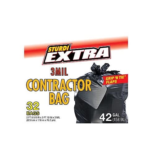Black 42 Gallon 32 Count Contractor Bags O7000