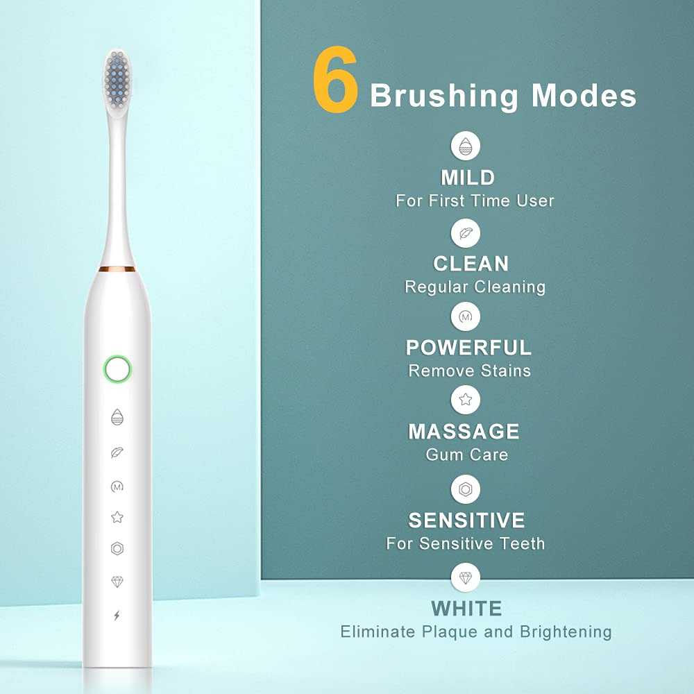 2 Pack Sonic Electric Toothbrush with 8 Heads U519593