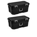 2 Pack 22 Gallon Black Wheeled Lockable Plastic Storage Trunk C209