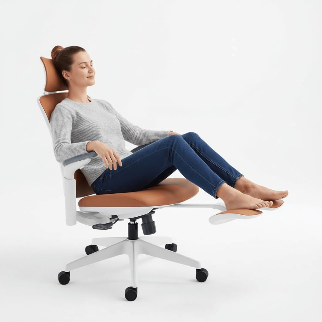 Leather Ergonomic Office Chair with Footrest C8081