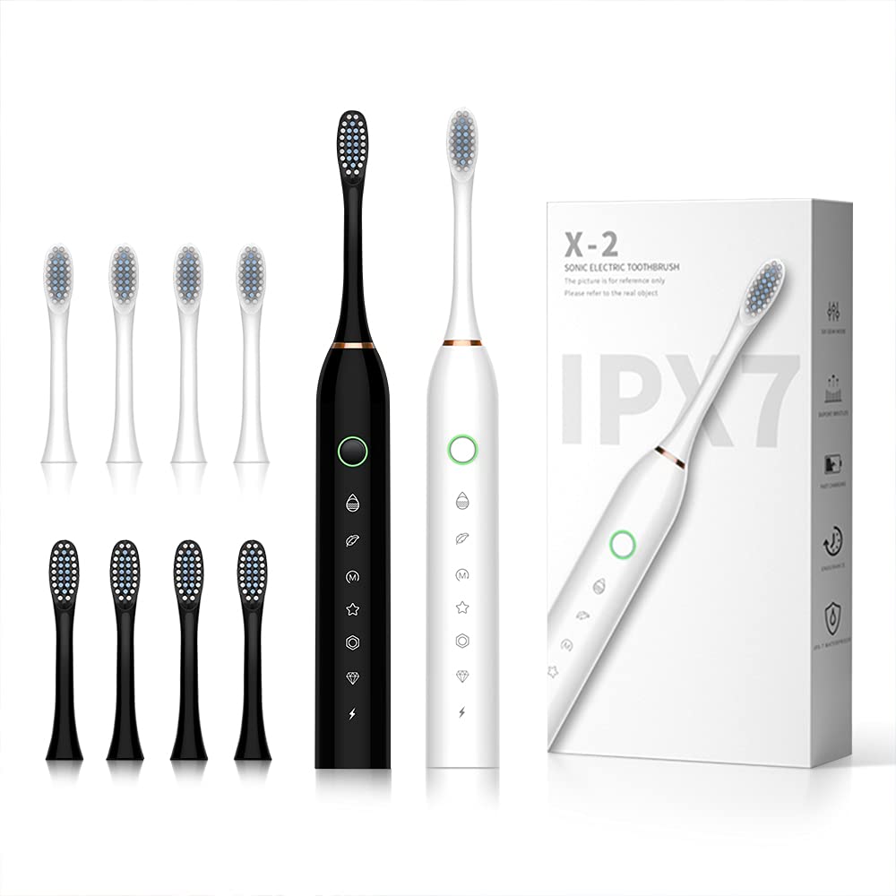 2 Pack Sonic Electric Toothbrush with 8 Heads U519593