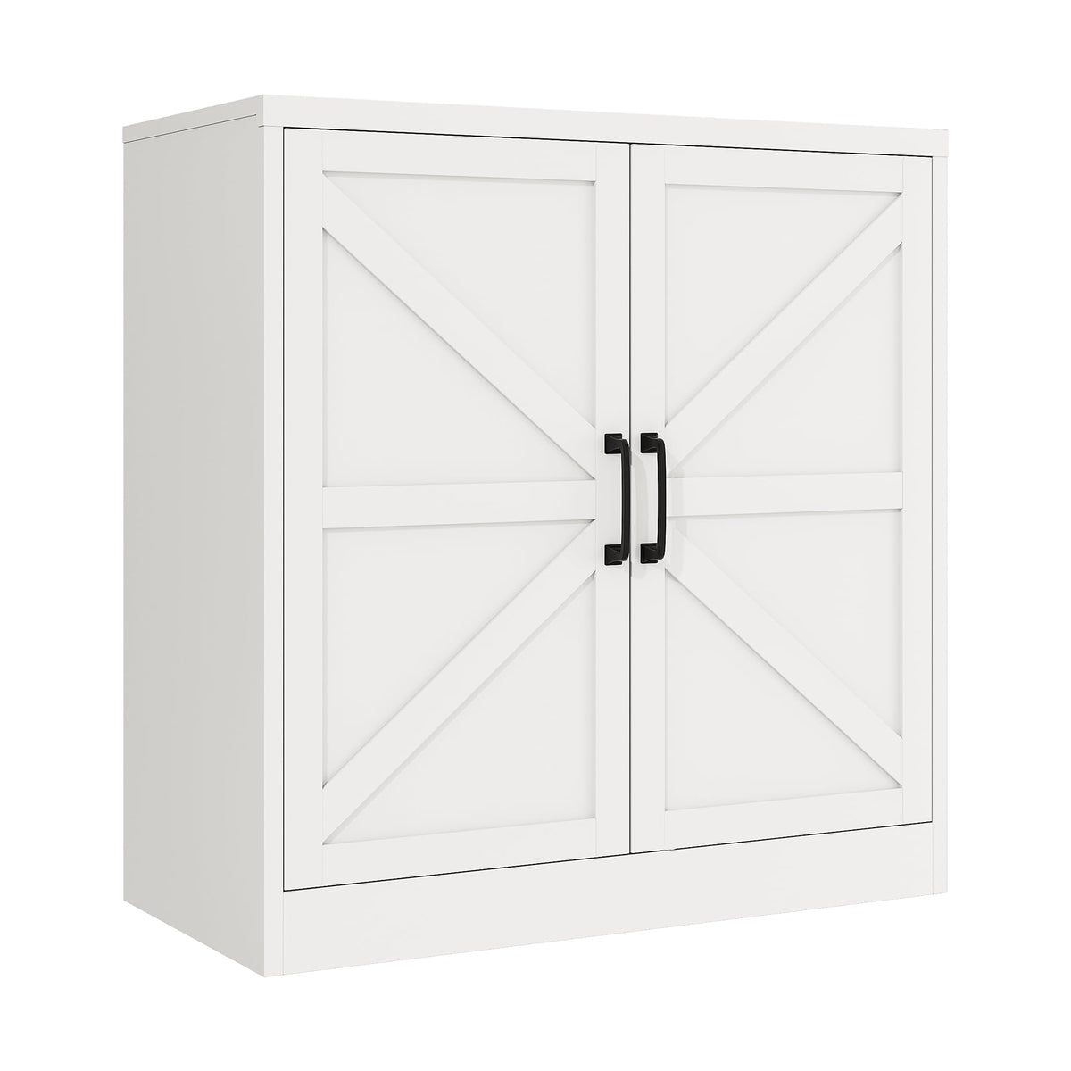 White 36" Metal Storage Cabinet with Doors and 2 Adjustable Shelves P99416