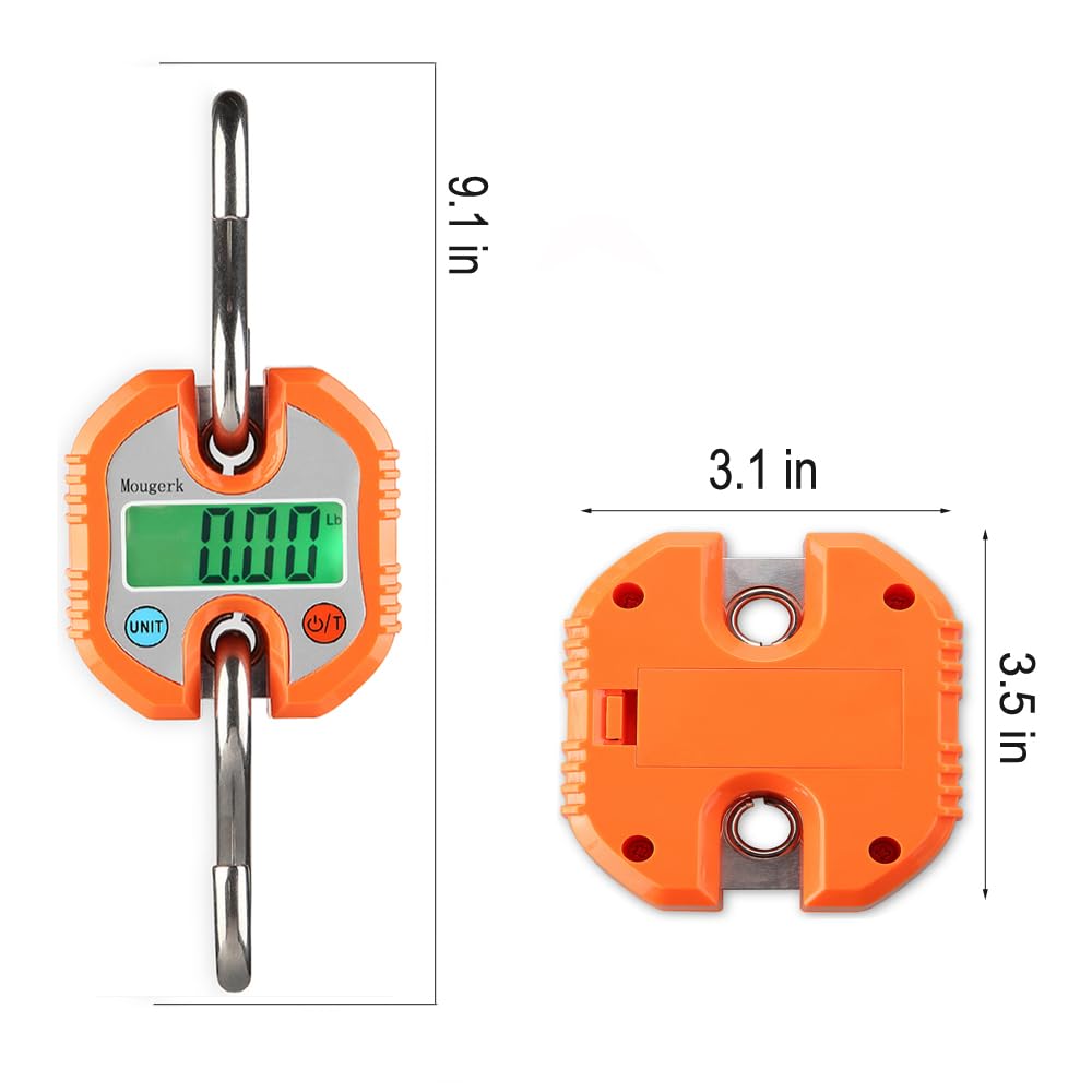 Digital Hanging Scale 300 lb 150 kg Portable Heavy Duty Orange E539538