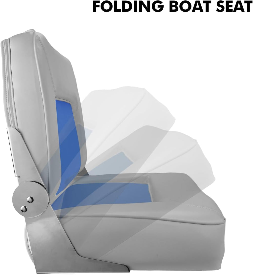 Folding Boat Seat Grey and Blue S921