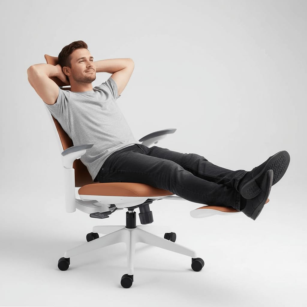 Leather Ergonomic Office Chair with Footrest C8081