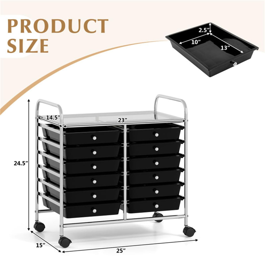 12 Drawer Rolling Storage Cart with Wheels F331