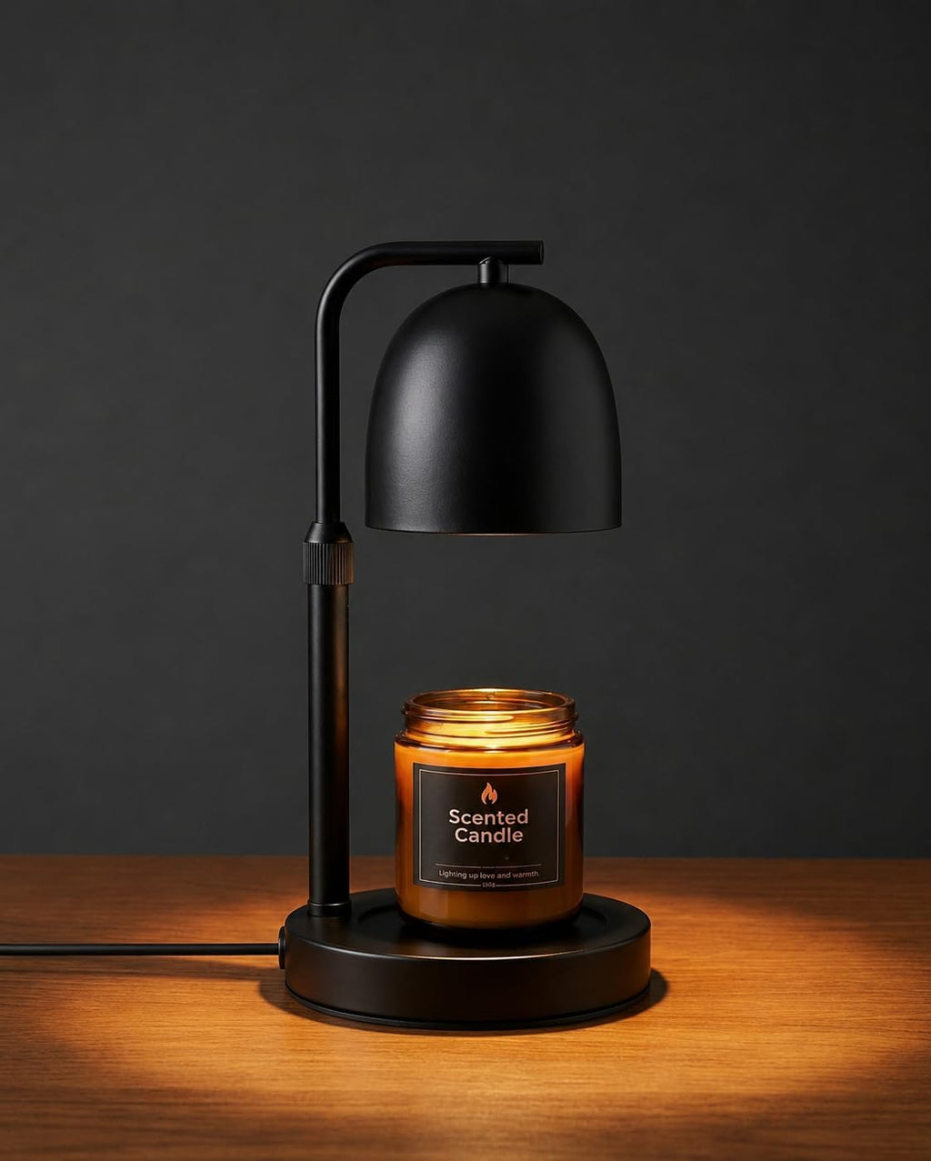 Black Adjustable Height Dimmable Candle Warmer Lamp with Timer Y87685