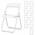 White Plastic Folding Chairs, 10 Pack Steel Frame D9124