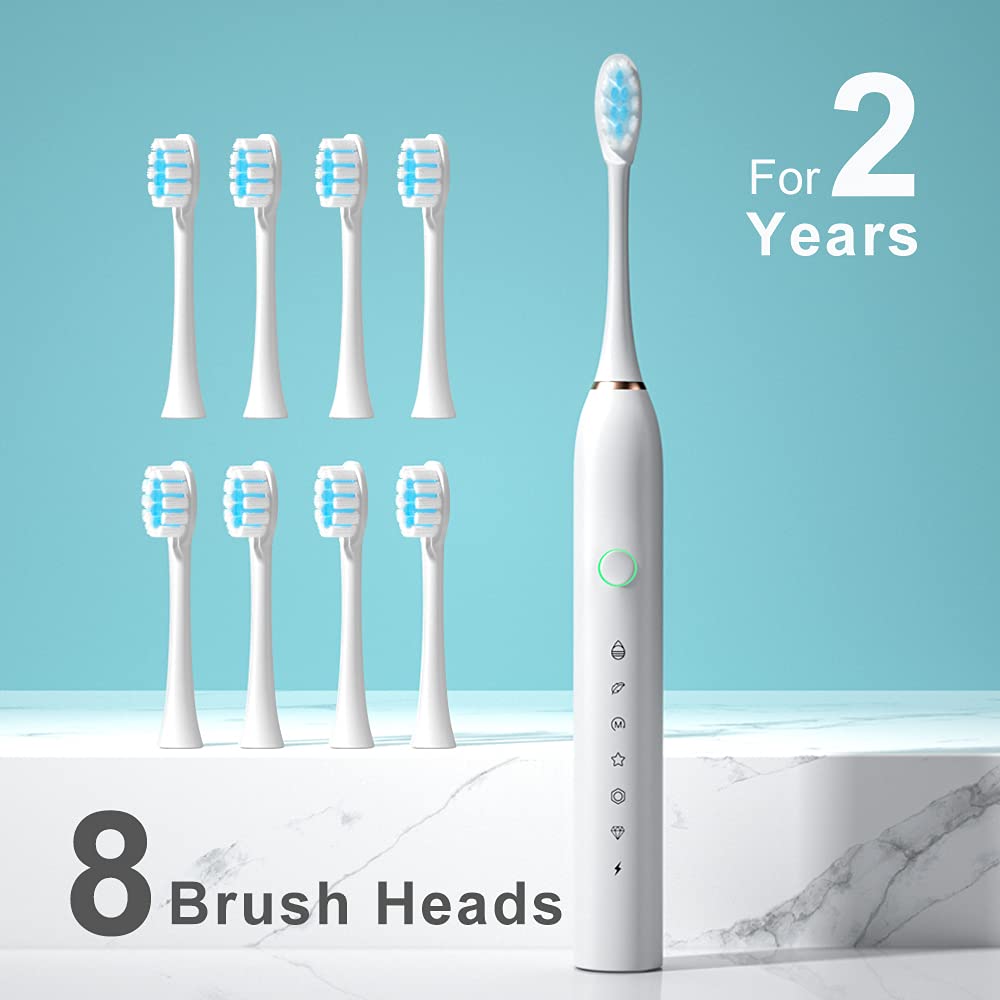 2 Pack Sonic Electric Toothbrush with 8 Heads U519593
