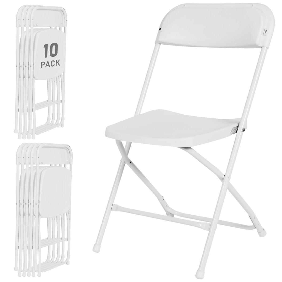 10 Pack White Plastic Folding Chairs X3852
