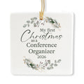 Ceramic 3-inch Square-Shaped Botanical Wreath Ornament W798755