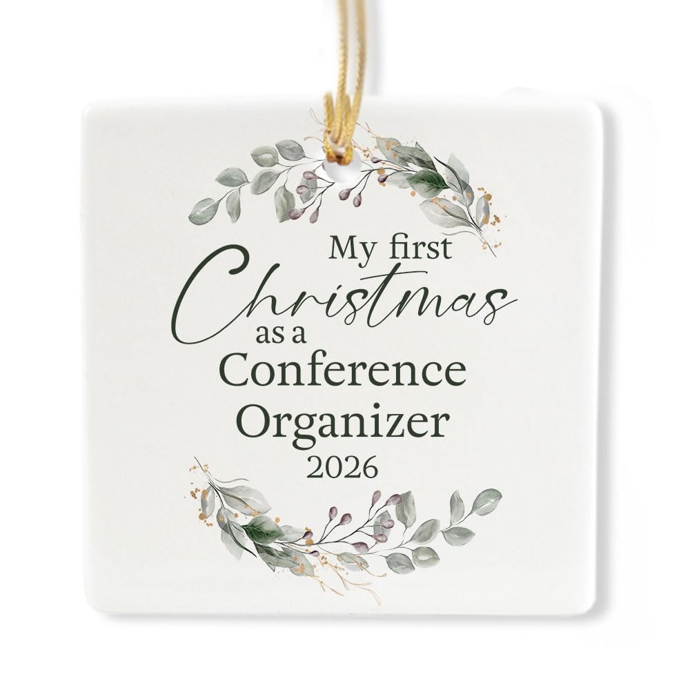 Ceramic 3-inch Square-Shaped Botanical Wreath Ornament W798755
