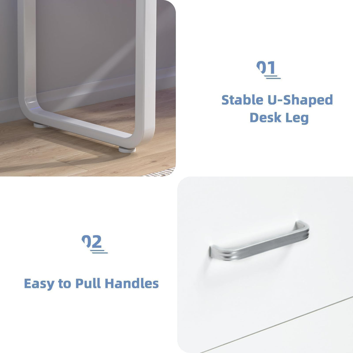 White Office Desk with 3 Drawers E1398