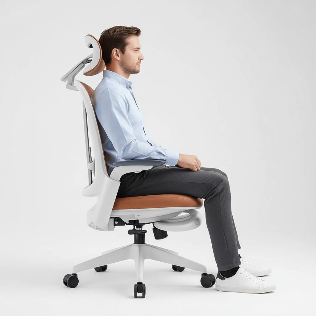 Leather Ergonomic Office Chair with Footrest C8081