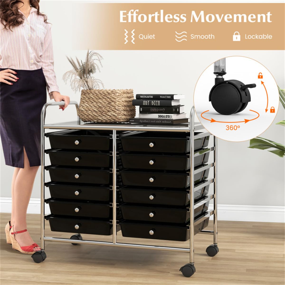 12 Drawer Rolling Storage Cart with Wheels F331
