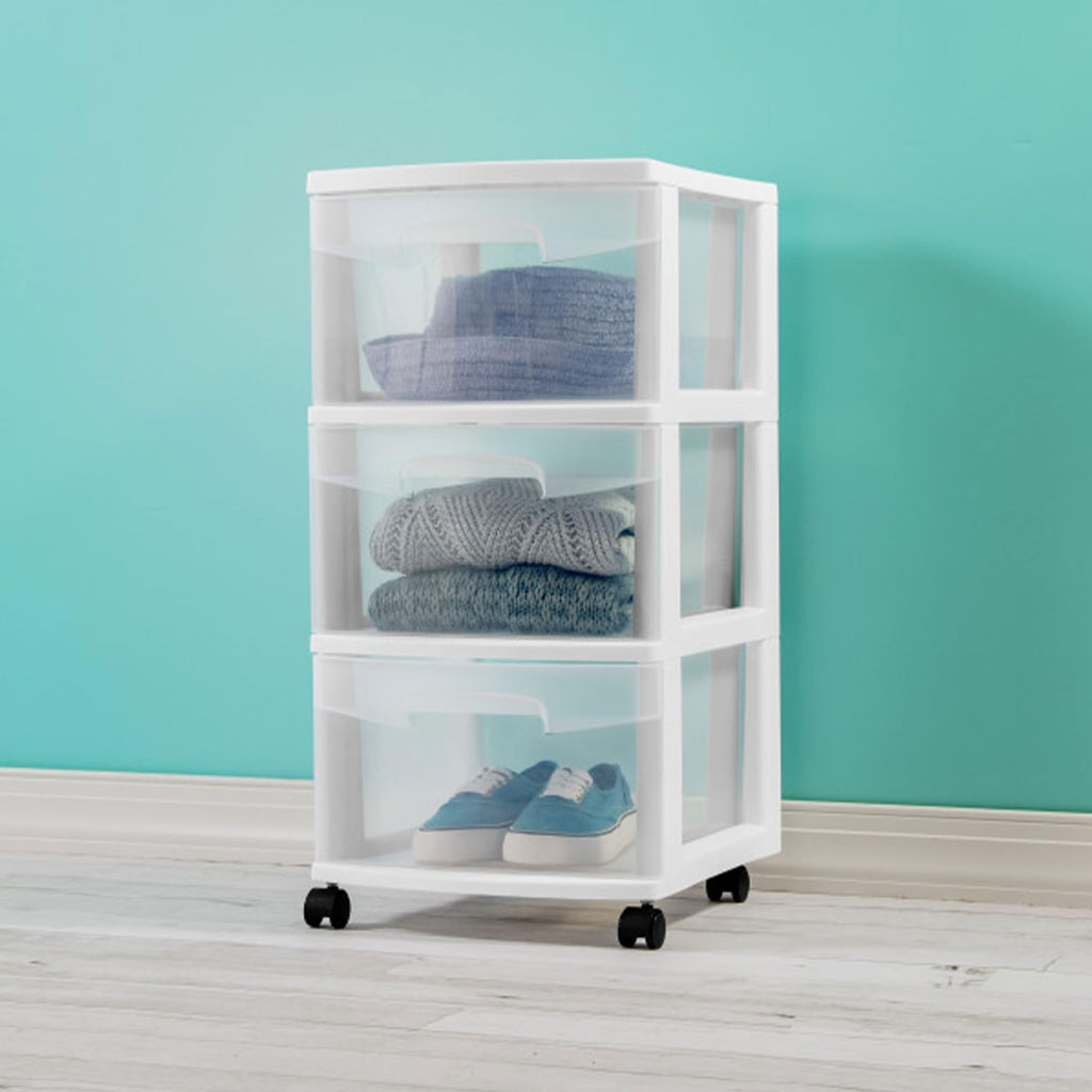2 Pack White 3 Drawer Plastic Storage Cart G53207