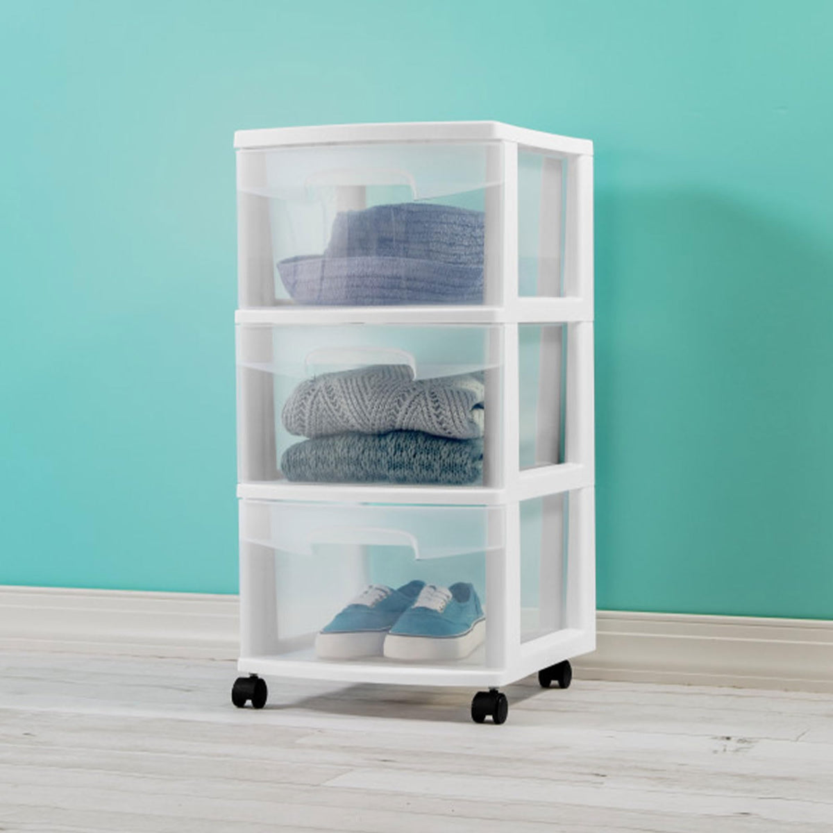 2 Pack White 3 Drawer Plastic Storage Cart G53207
