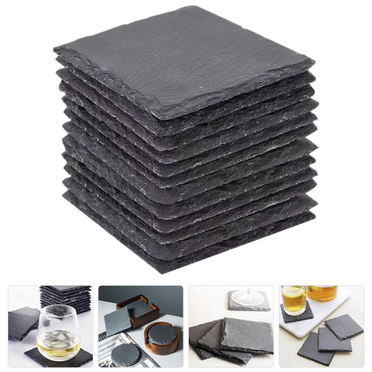 Natural Stone Coasters 12pcs with Non Slip Bottom V1383