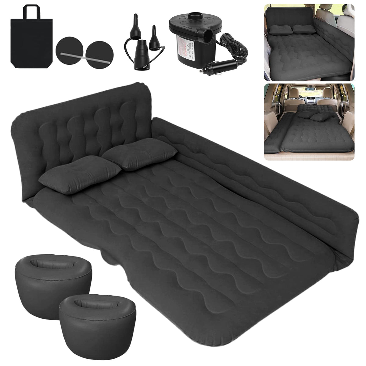 Black Car Air Mattress with Electric Pump V72422