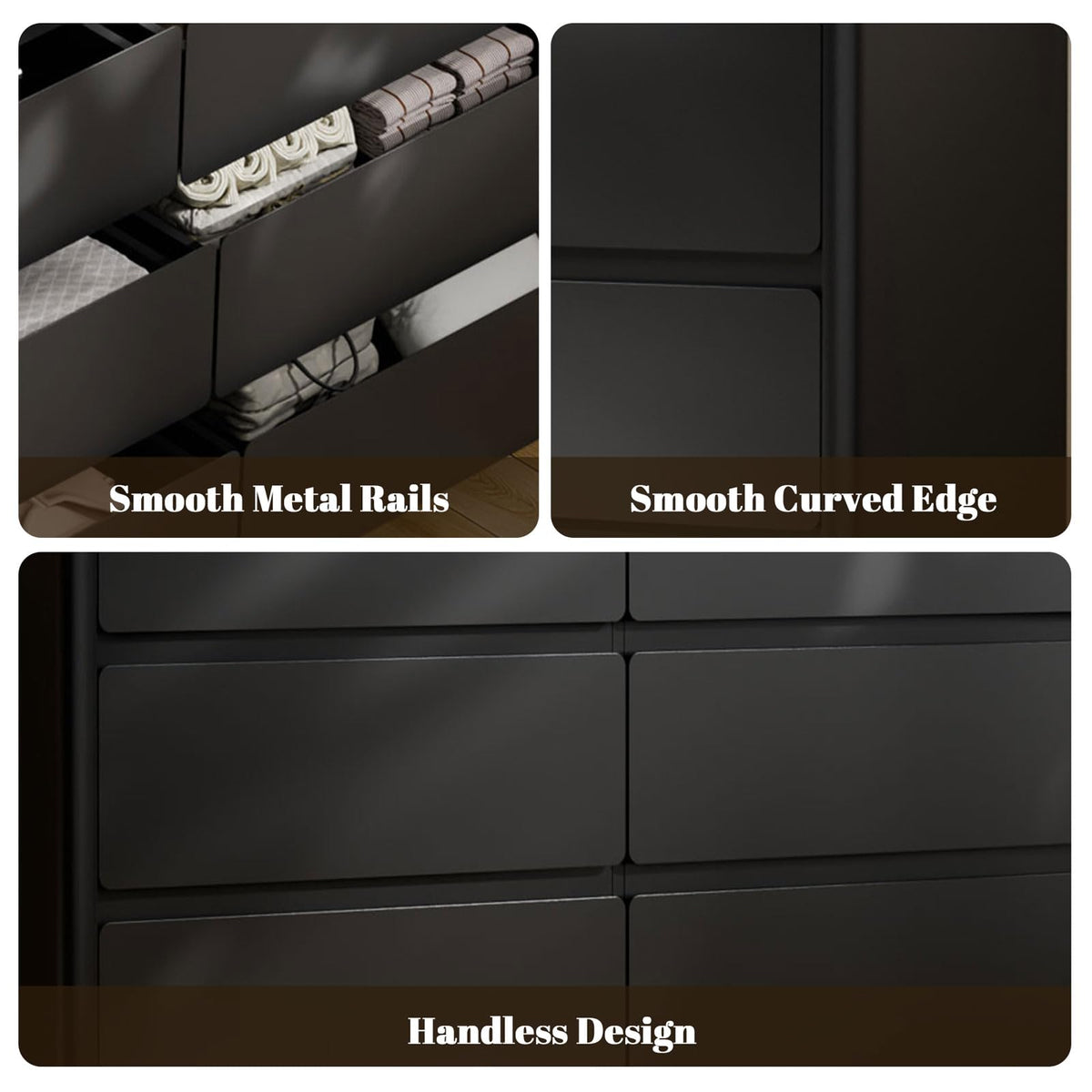 Black 9 Drawer Dresser with LED Lights M541