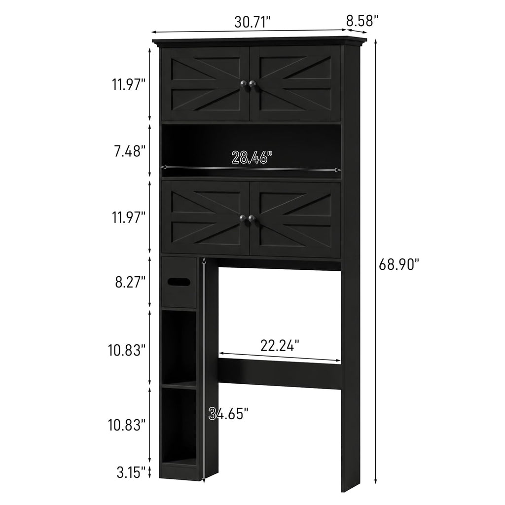Wooden Over The Toilet Storage Cabinet with Barn Door I3441