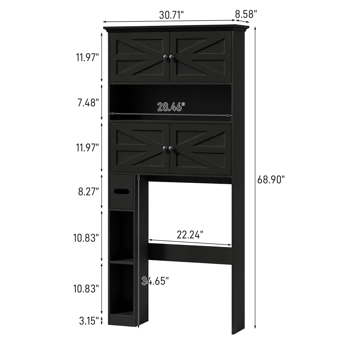 Wooden Over The Toilet Storage Cabinet with Barn Door I3441