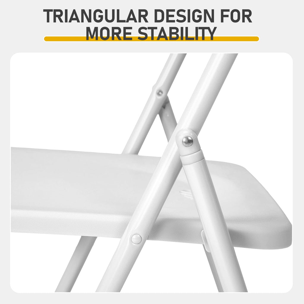White Plastic Folding Chairs, 10 Pack Steel Frame D9124