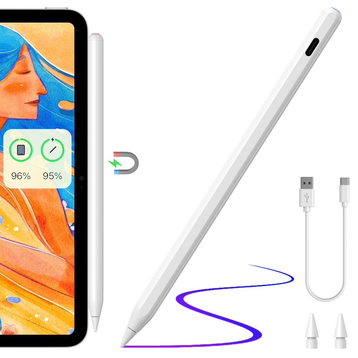 Wireless Charging Stylus Pen White W935