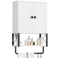 White Bathroom Wall Cabinet with Towel Rack M191