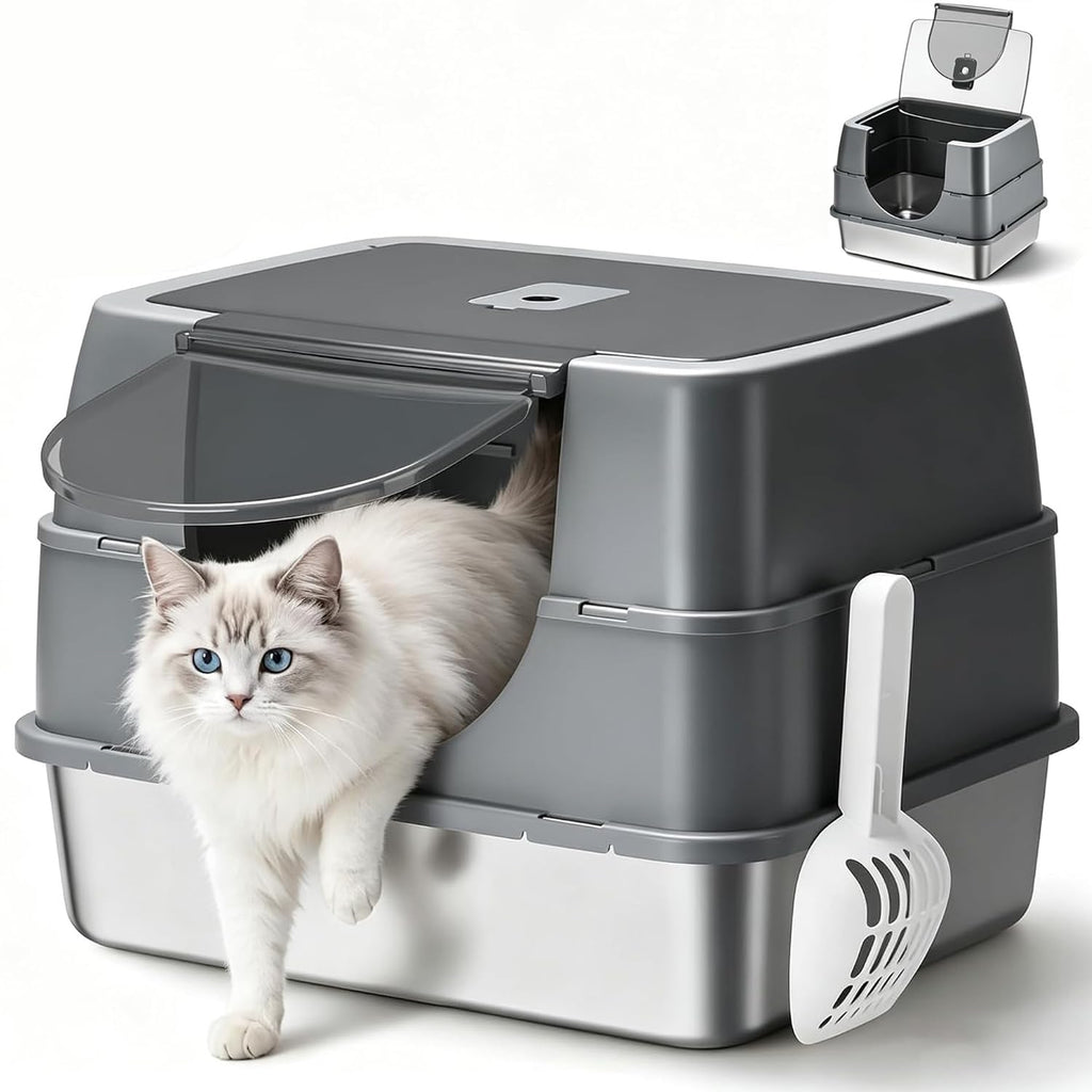 Fully Enclosed Stainless Steel Cat Litter Box B928