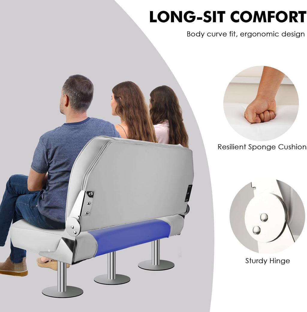 Folding Boat Seat Grey and Blue S921