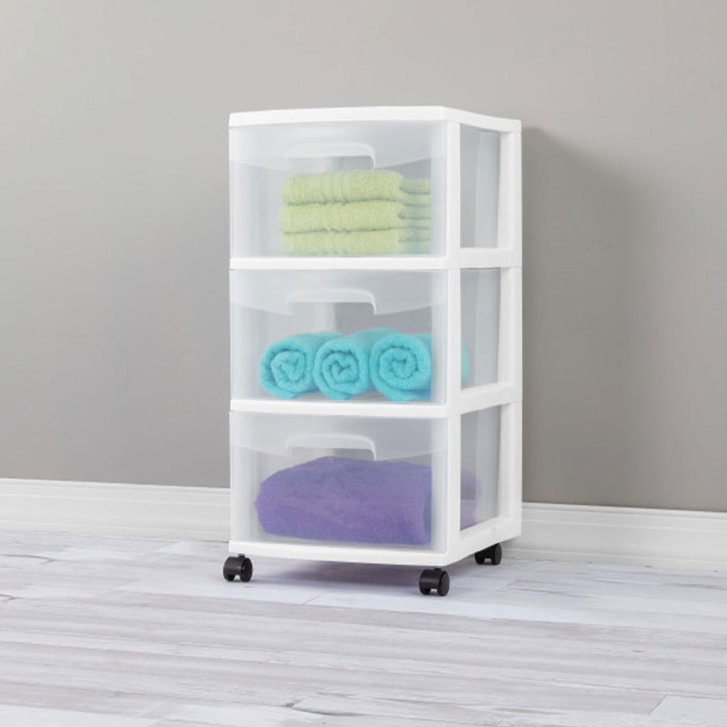 2 Pack White 3 Drawer Plastic Storage Cart G53207