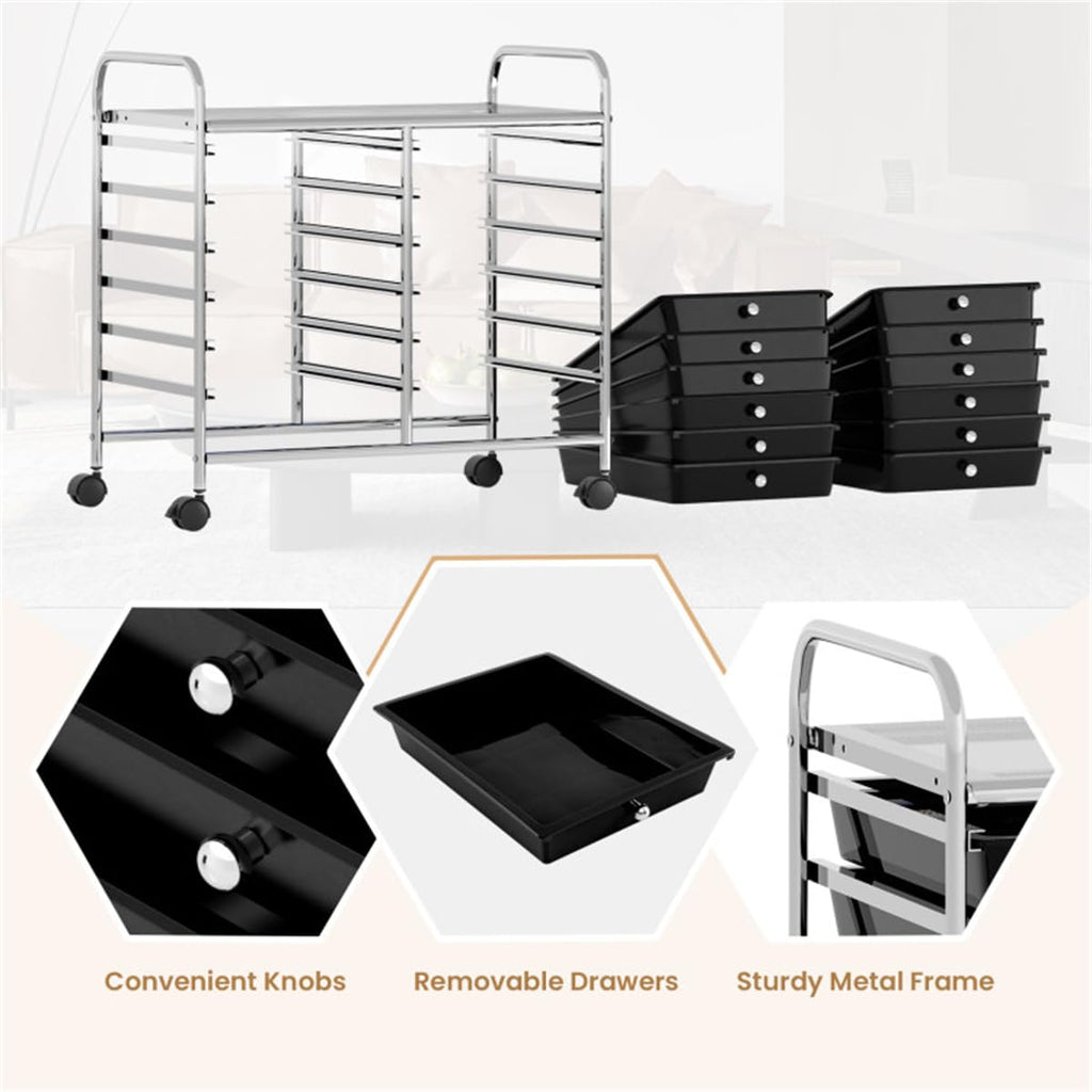 12 Drawer Rolling Storage Cart with Wheels F331
