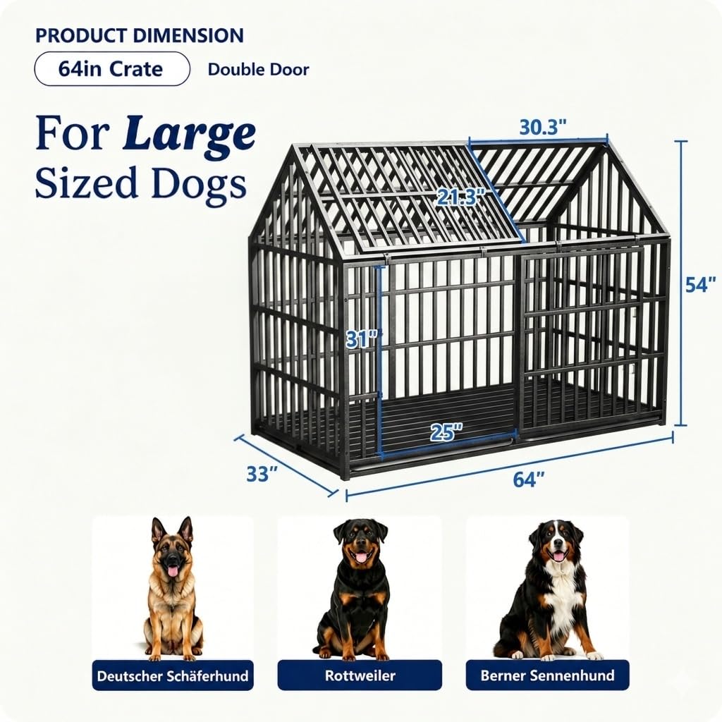 64 inches Heavy Duty Metal Dog Crate D93880