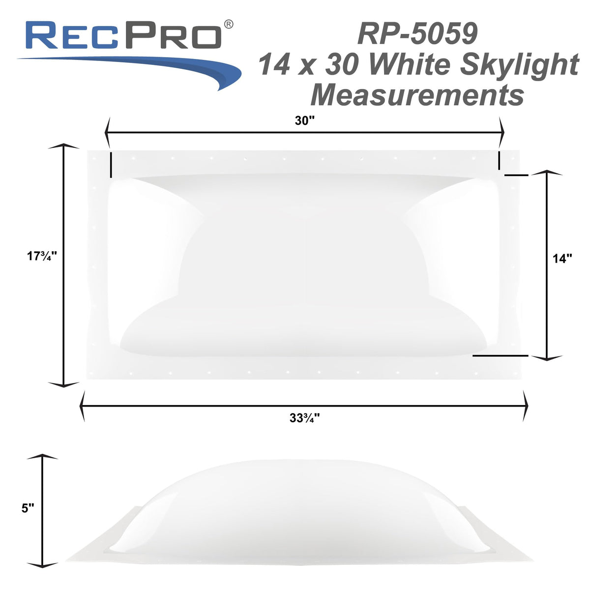White Impact Resistant RV Skylight Dome H861107