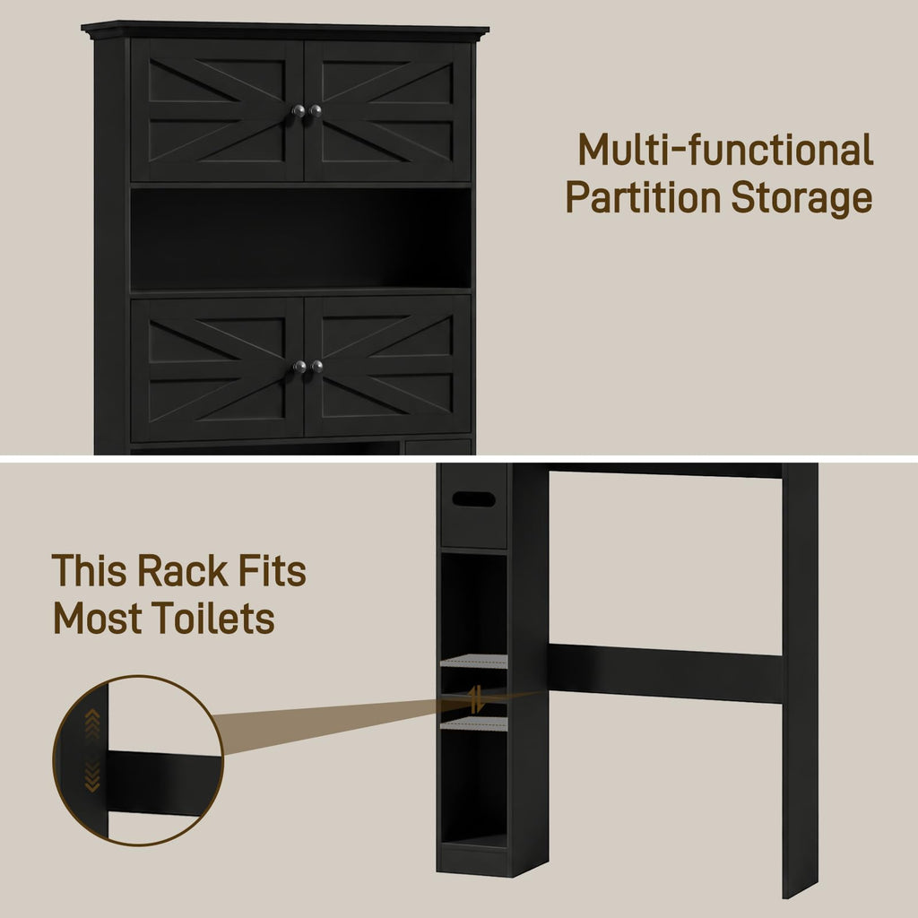 Wooden Over The Toilet Storage Cabinet with Barn Door I3441