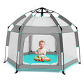 Hexagon Baby Playpen with Canopy X49835