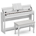 88 Weighted Key Digital Piano with Duet Piano Bench, Full Size Heavy Hammer Weighted Action Electric Piano Keyboard with USB MIDI, White G5771