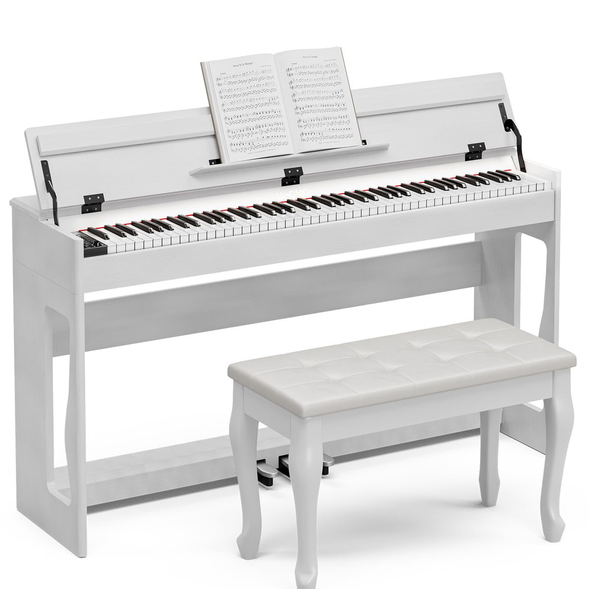 88 Weighted Key Digital Piano with Duet Piano Bench, Full Size Heavy Hammer Weighted Action Electric Piano Keyboard with USB MIDI, White G5771