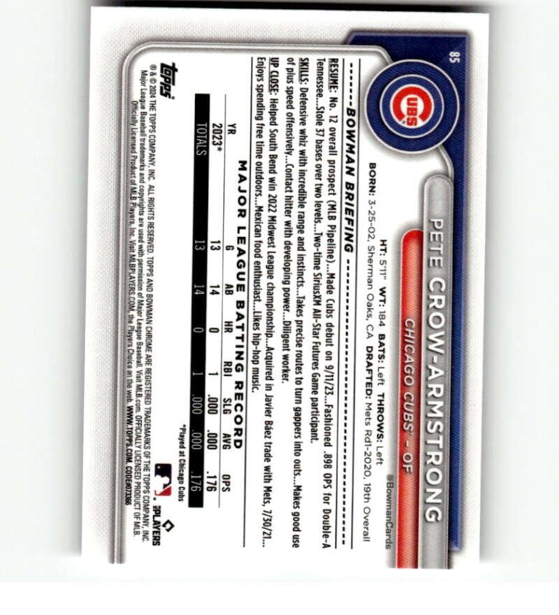 2024 Bowman Chrome Mega Box Mojo Refractor Baseball Trading Card N148317