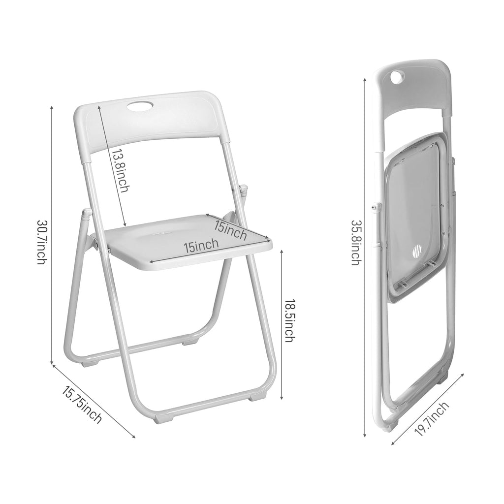 White Plastic Folding Chairs, 10 Pack Steel Frame D9124