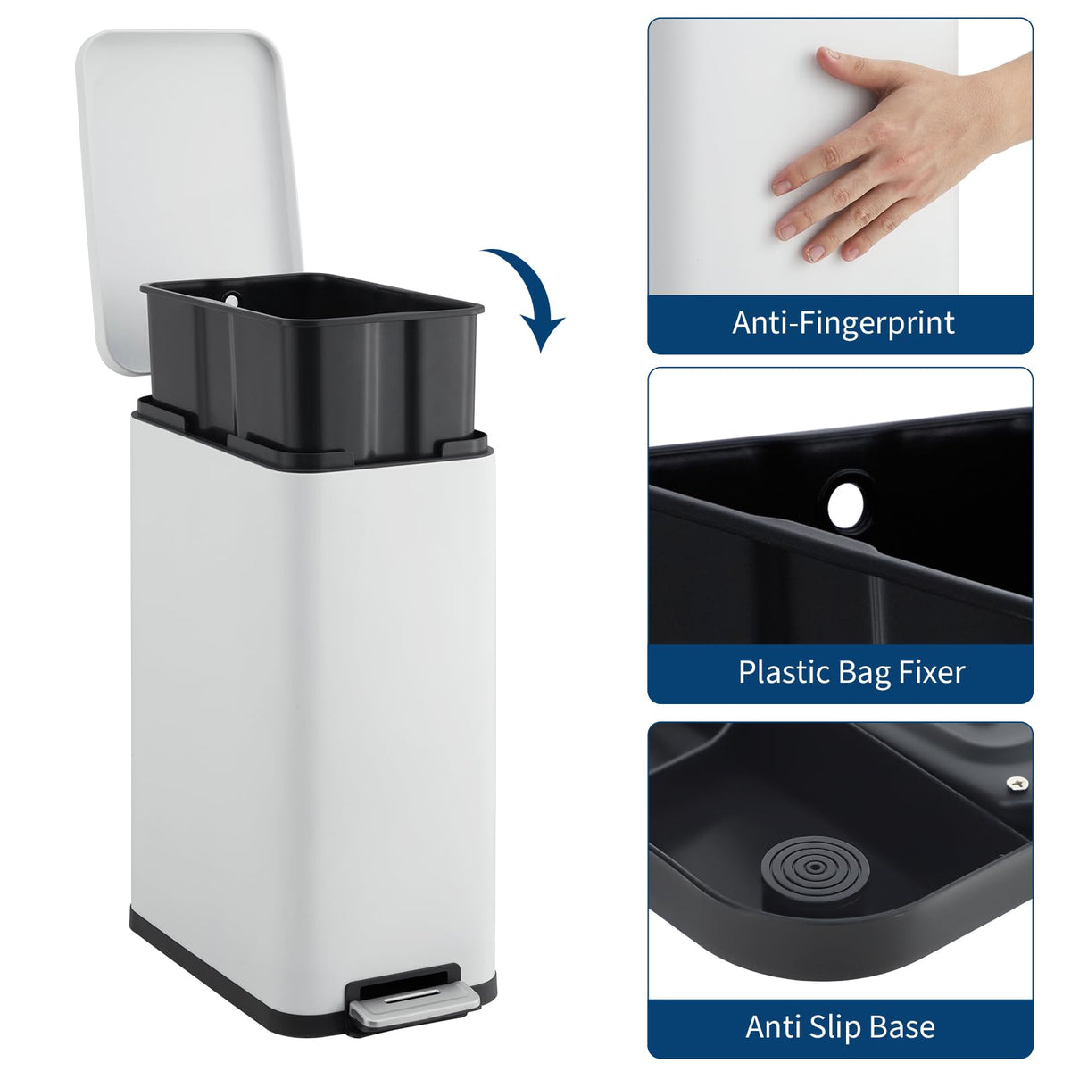 13.2 Gallon Slim Stainless Steel Trash Can Y7810