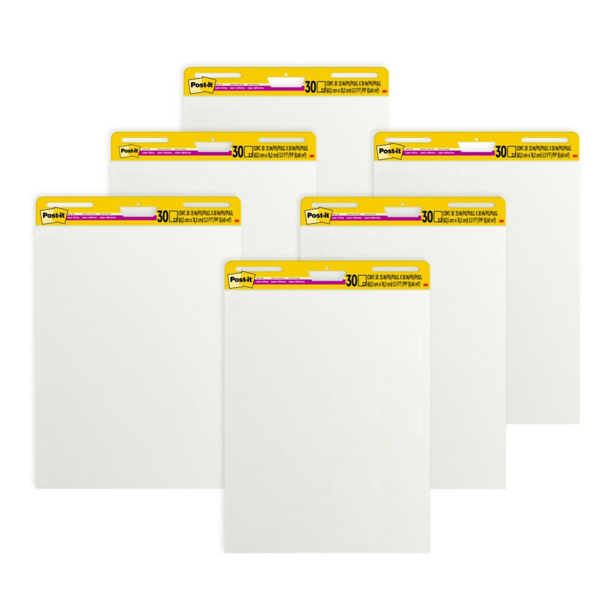 Super Sticky Easel Pads, 25" x 30", 6 Pads, White C26017