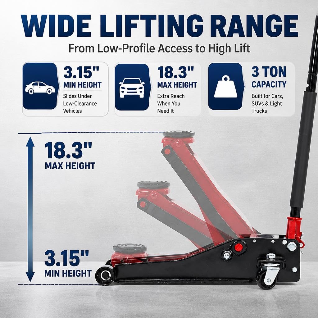 3 Ton Low Profile Steel Hydraulic Floor Jack I3983