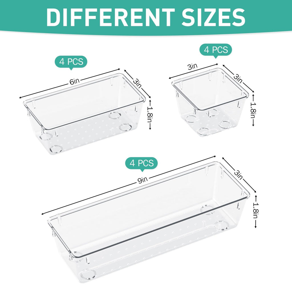 12 Pack Clear Drawer Organizer Set H652291