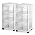 2 Pack White 3 Drawer Plastic Storage Cart G53207