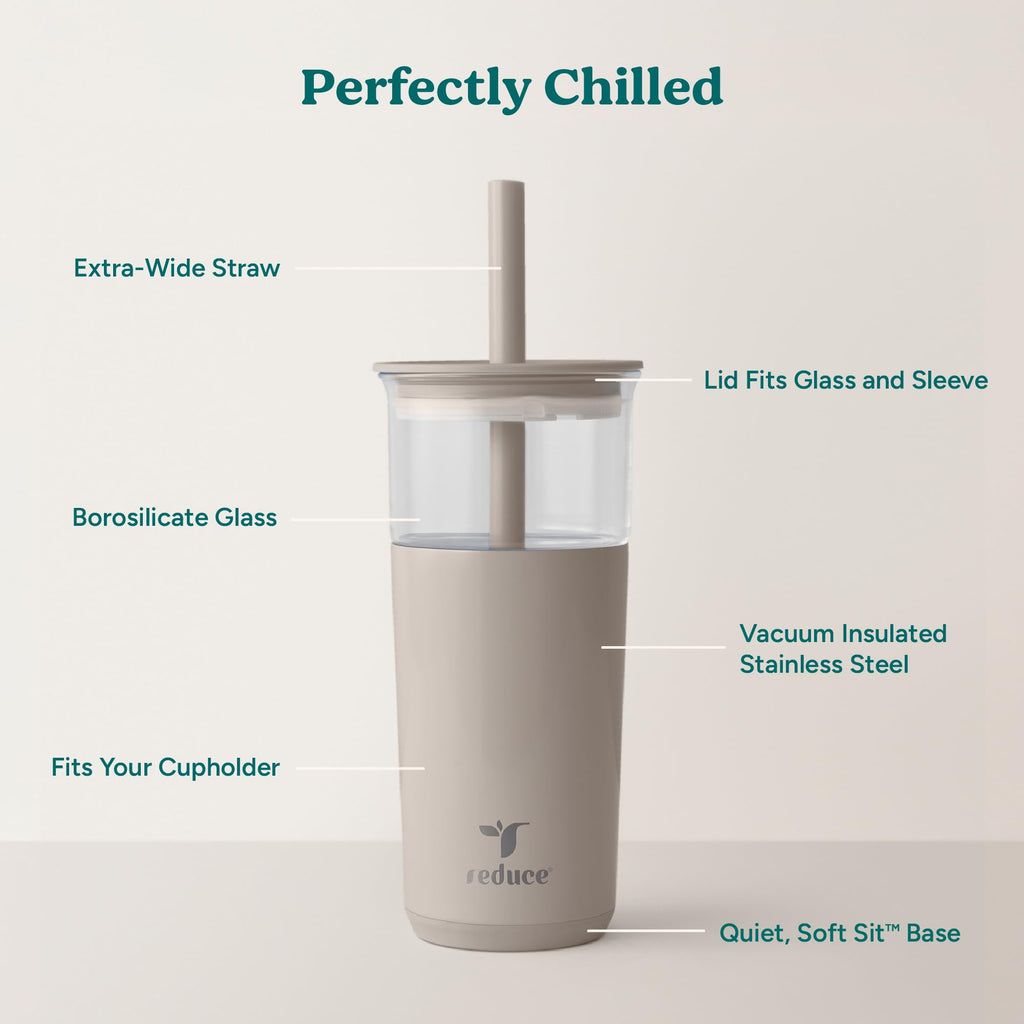 20oz Vacuum Insulated Glass Tumbler with Straw & Lid H44816