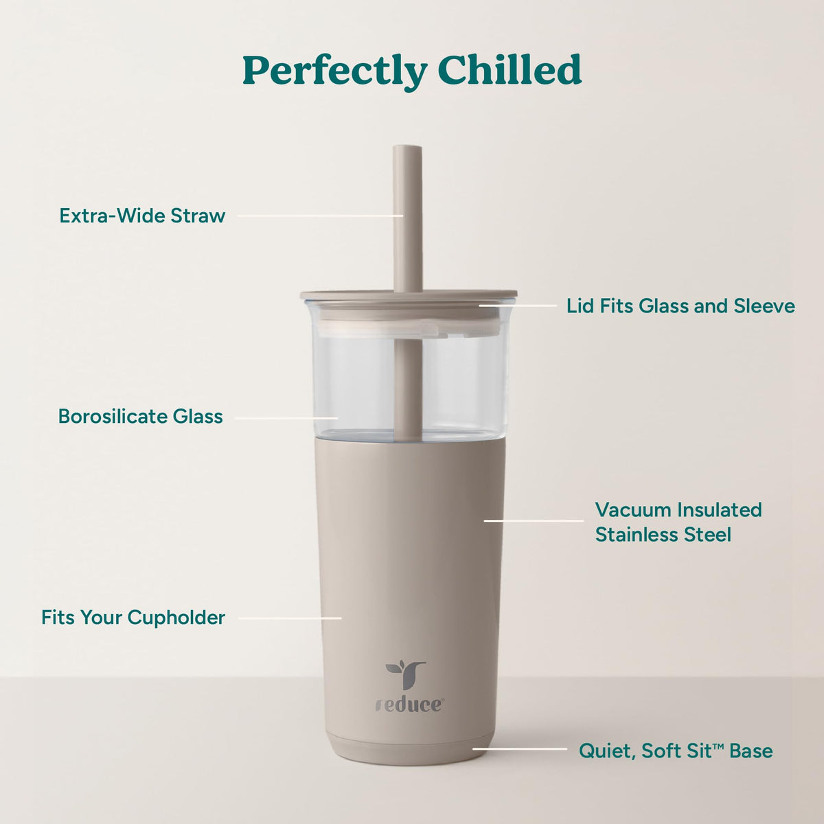 20oz Vacuum Insulated Glass Tumbler with Straw & Lid H44816