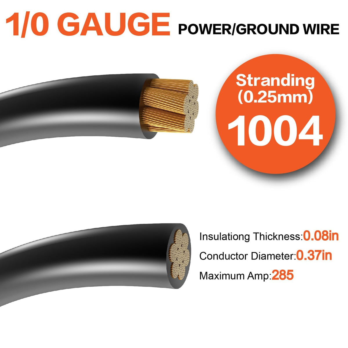 1/0 Gauge Battery Cable Kit 40ft Red/Black CCA Wire I815218
