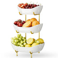 3 Tier Ceramic Fruit Bowl with Metal Stand Z972